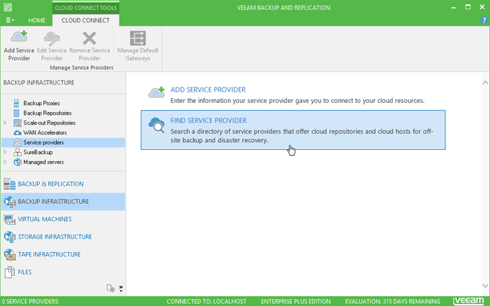 Customers can connect to - and search for - service providers offering cloud repositories directly from the Veeam backup console.