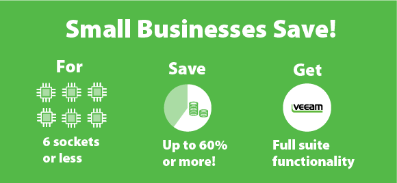 Save up to 60% or more with Veeam Backup Essentials for VMware vSphere and Microsoft Hyper-V!